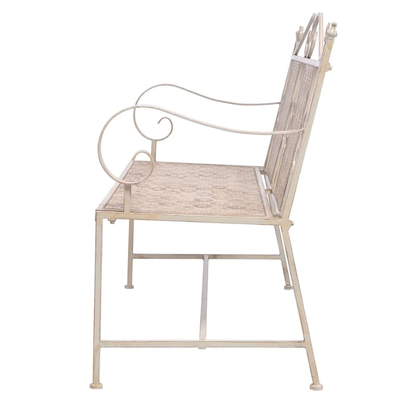 Garden Bench 115 cm Steel Vintage White Payday Deals