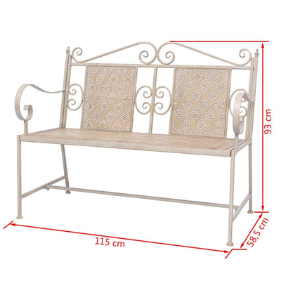 Garden Bench 115 cm Steel Vintage White Payday Deals