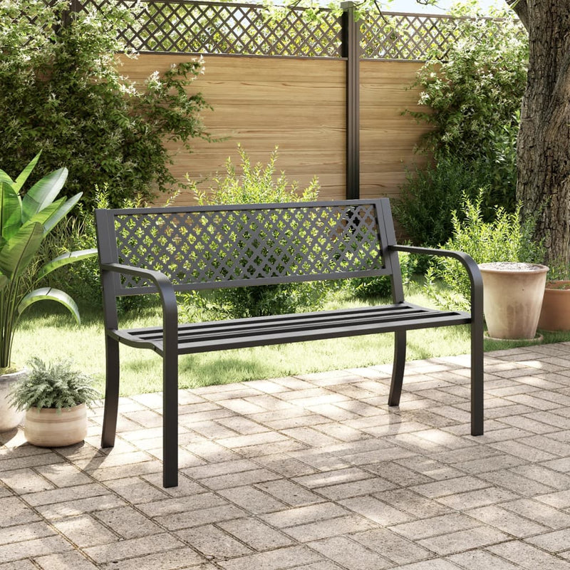 Garden Bench 119 cm Black Steel Payday Deals