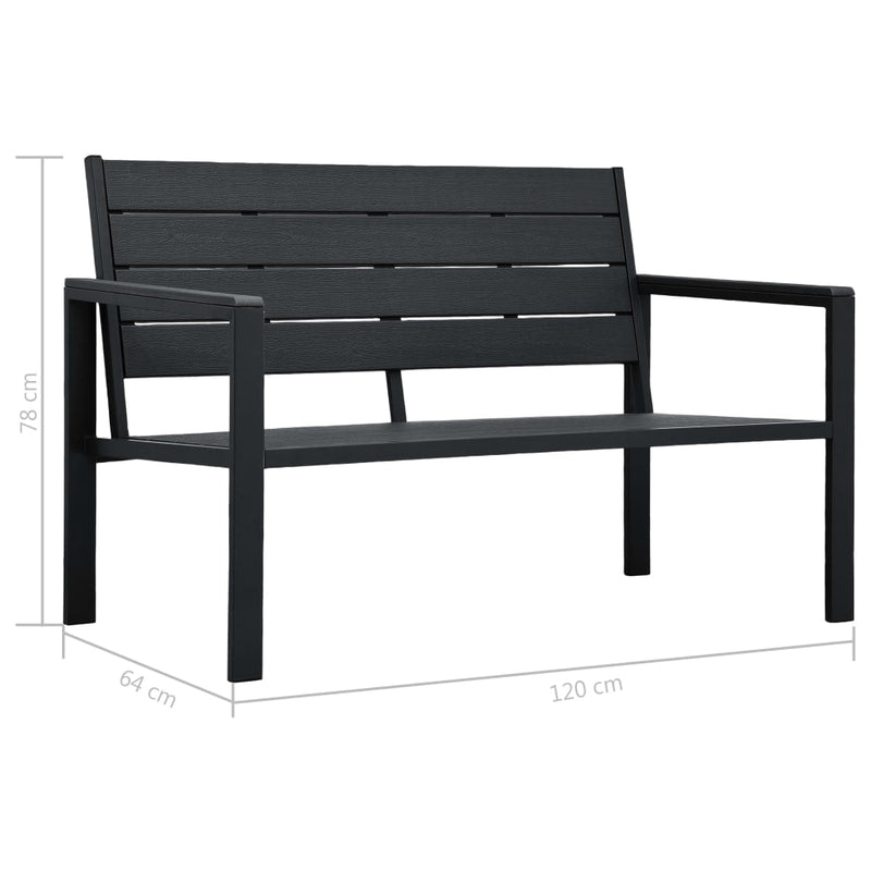 Garden Bench 120 cm HDPE Black Wood Look Payday Deals