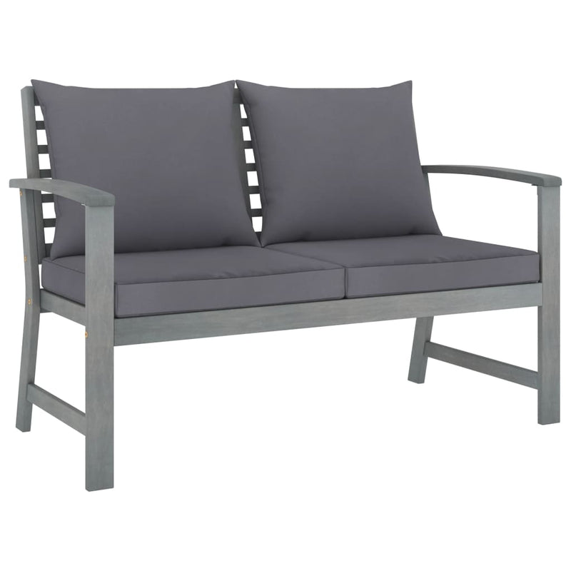 Garden Bench 120 cm with Dark Grey Cushion Solid Acacia Wood Payday Deals