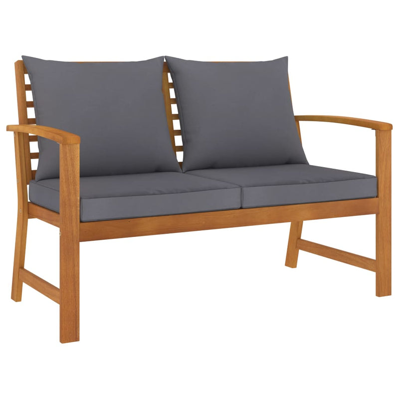 Garden Bench 120 cm with Dark Grey Cushion Solid Acacia Wood Payday Deals