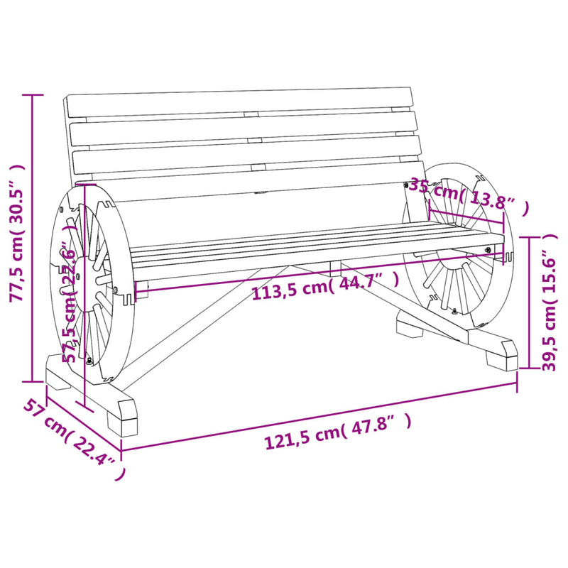 Garden Bench 2-Seater Solid Wood Fir Payday Deals