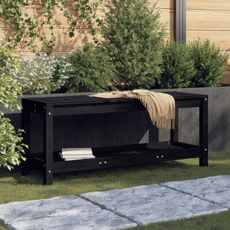 Garden Bench Black 108x35x45 cm Solid Wood Pine Payday Deals