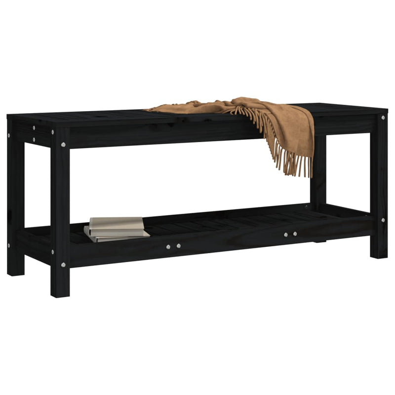 Garden Bench Black 108x35x45 cm Solid Wood Pine Payday Deals