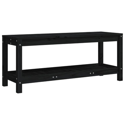 Garden Bench Black 108x35x45 cm Solid Wood Pine Payday Deals