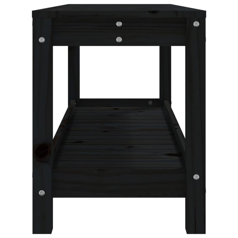 Garden Bench Black 108x35x45 cm Solid Wood Pine Payday Deals