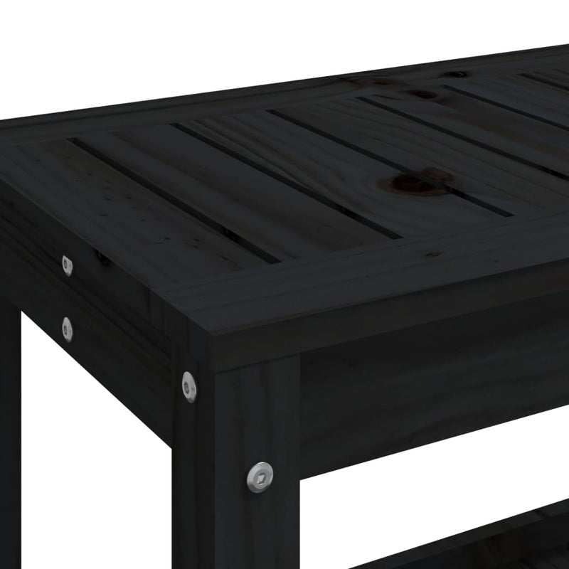 Garden Bench Black 108x35x45 cm Solid Wood Pine Payday Deals
