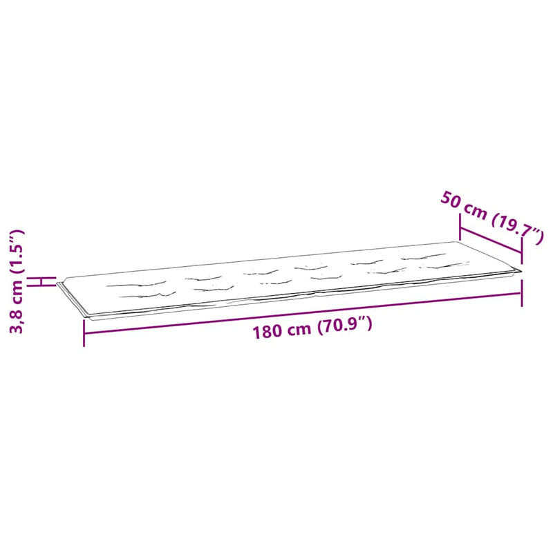 Garden Bench Cushion Black 180x50x4 cm Oxford Fabric Payday Deals