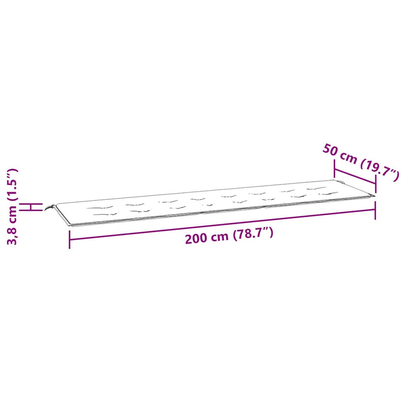 Garden Bench Cushion Black 200x50x3 cm Oxford Fabric Payday Deals
