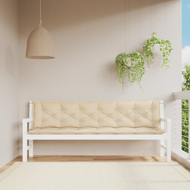 Garden Bench Cushions 2 pcs Beige 200x50x7 cm Oxford Fabric Payday Deals