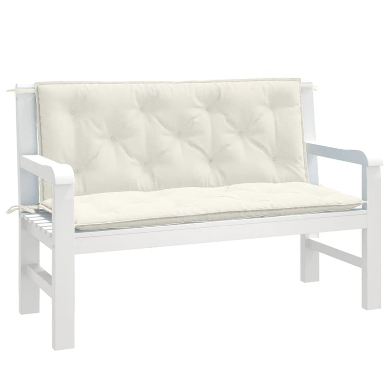 Garden Bench Cushions 2 pcs Melange Cream 120x50x7 cm Fabric Payday Deals