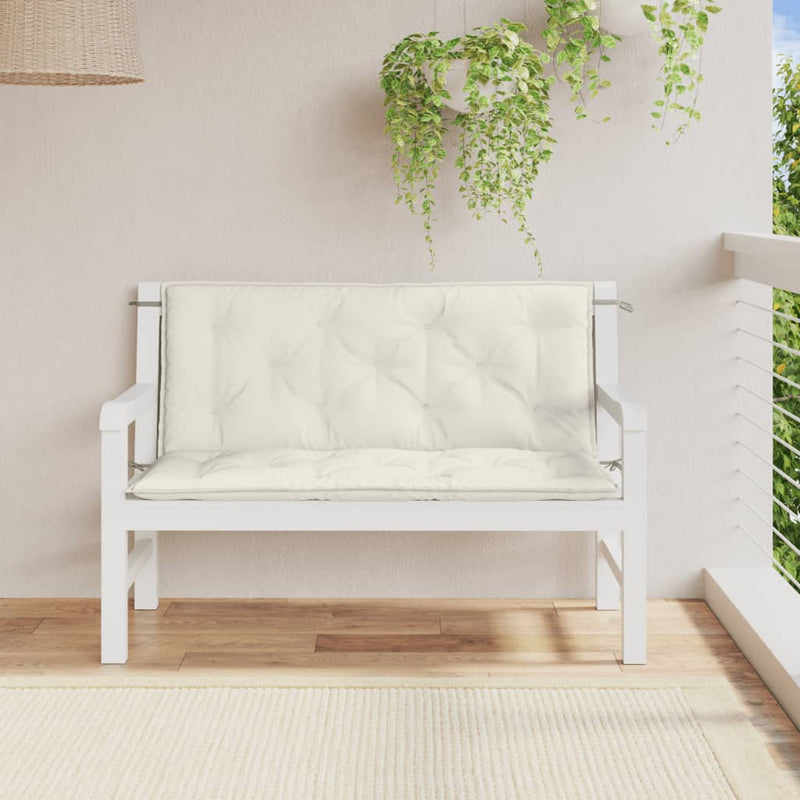 Garden Bench Cushions 2 pcs Melange Cream 120x50x7 cm Fabric Payday Deals