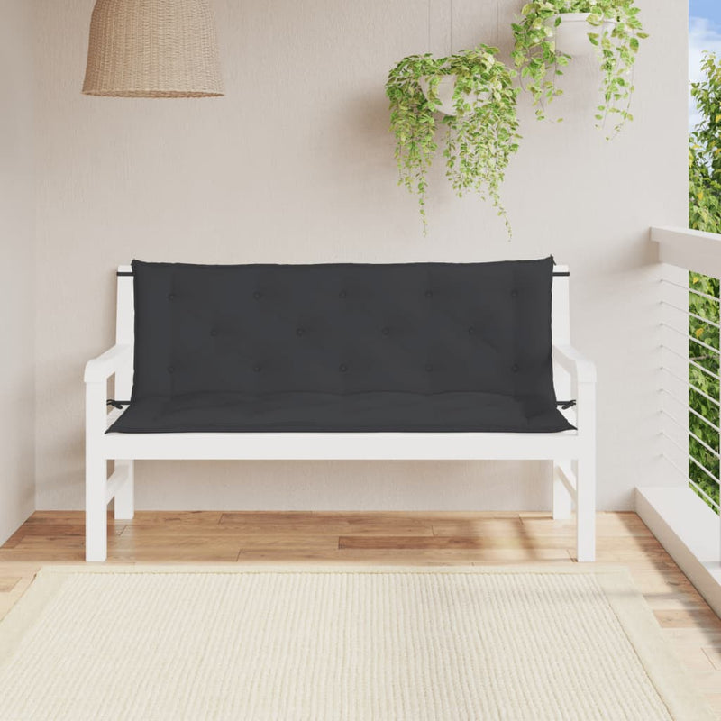 Garden Bench Cushions 2pcs Black 150x50x7cm Oxford Fabric Payday Deals