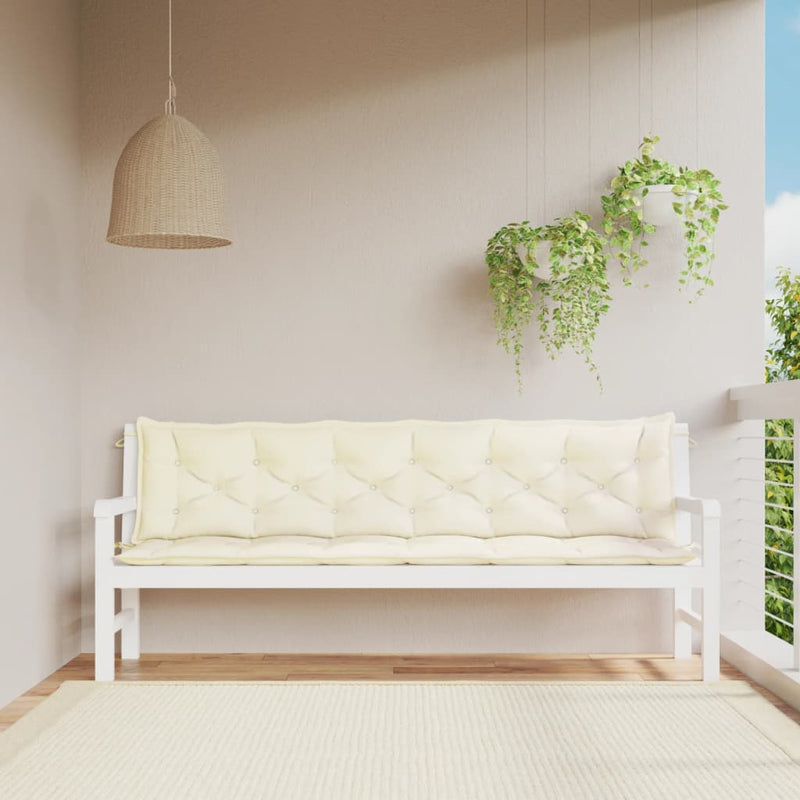 Garden Bench Cushions 2pcs Cream White 200x50x7cm Oxford Fabric Payday Deals