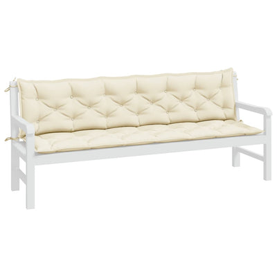 Garden Bench Cushions 2pcs Cream White 200x50x7cm Oxford Fabric Payday Deals