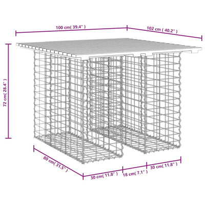 Garden Bench Gabion Design 100x102x72 cm Solid Wood Pine Payday Deals