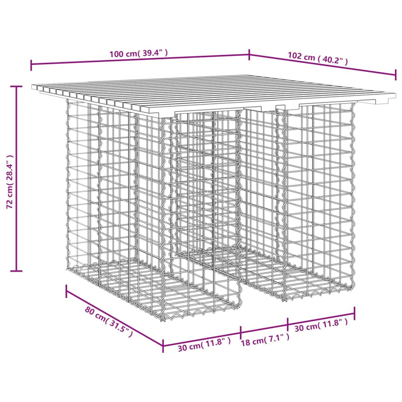 Garden Bench Gabion Design 100x102x72 cm Solid Wood Pine Payday Deals