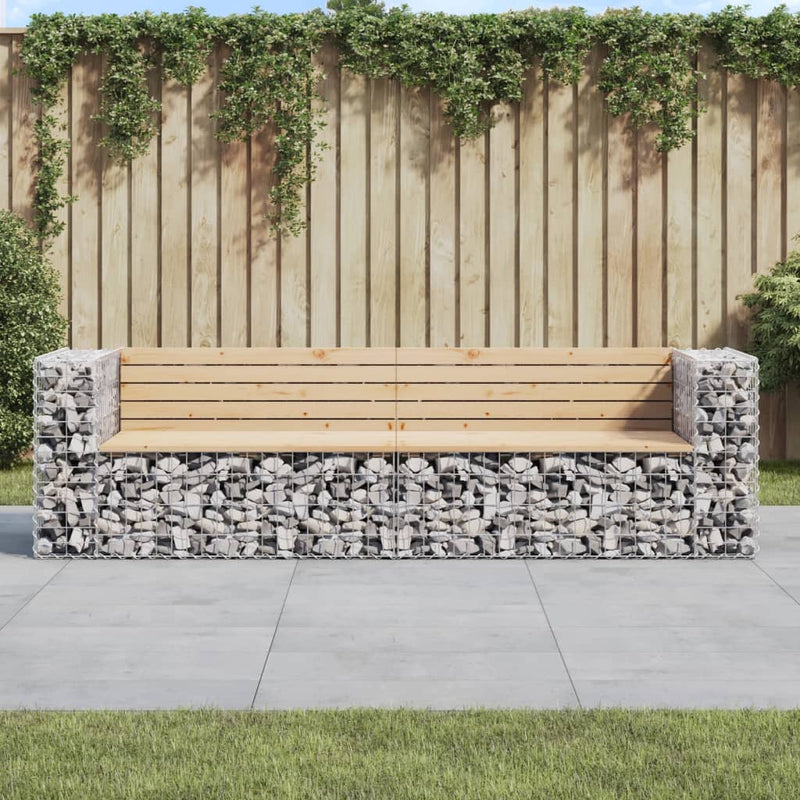 Garden Bench Gabion Design 244x71x65.5 cm Solid Wood Pine Payday Deals