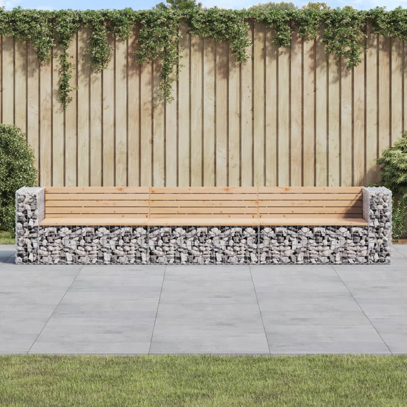 Garden Bench Gabion Design 347x71x65.5 cm Solid Wood Pine Payday Deals