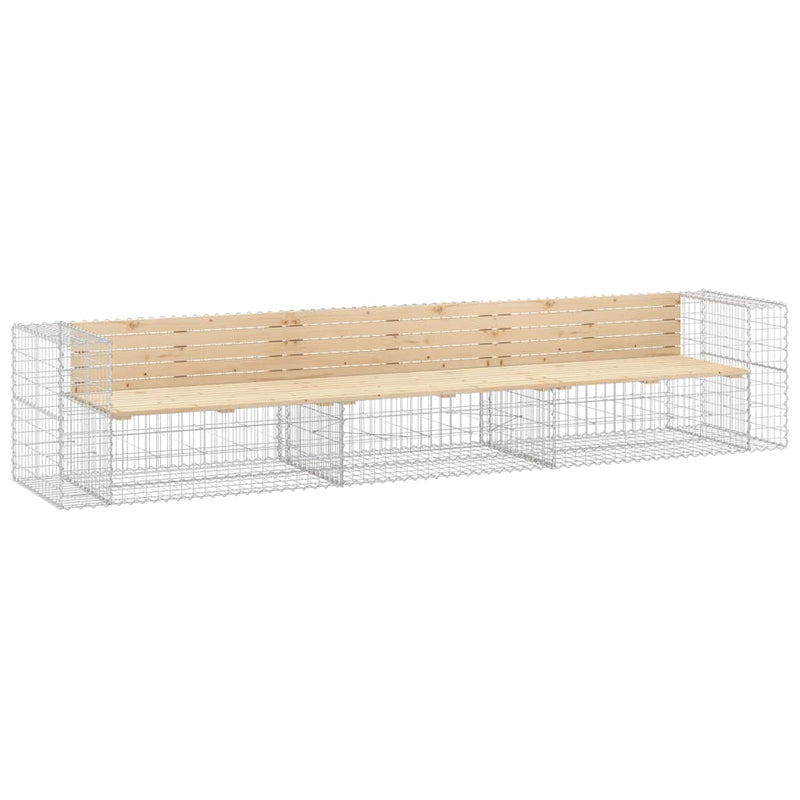 Garden Bench Gabion Design 347x71x65.5 cm Solid Wood Pine Payday Deals