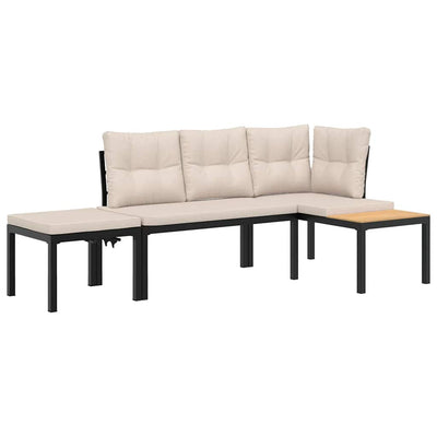 Garden Bench Set with Cushions 3 pcs Black Powder-coated Steel Payday Deals
