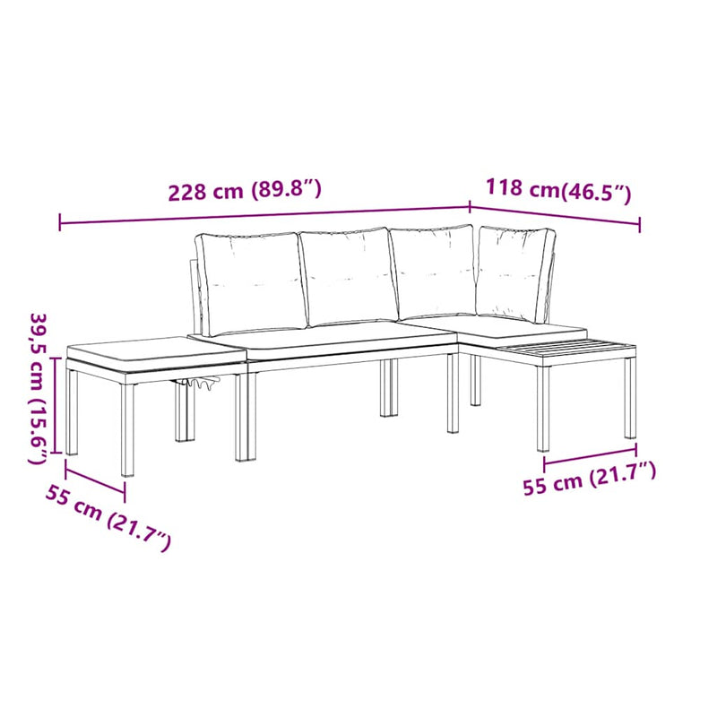Garden Bench Set with Cushions 3 pcs Black Powder-coated Steel Payday Deals