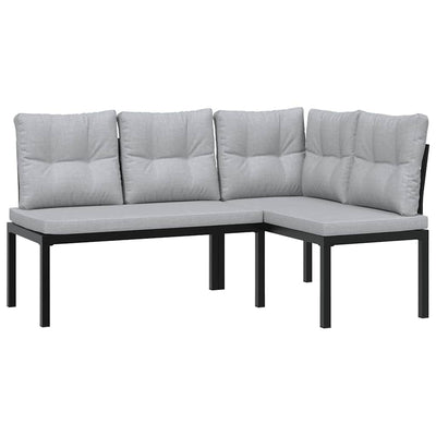 Garden Bench Set with Cushions 3 pcs Black Powder-coated Steel Payday Deals