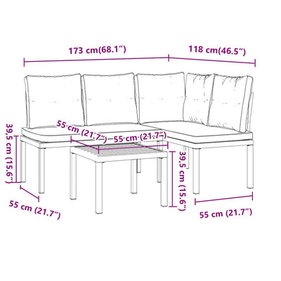 Garden Bench Set with Cushions 3 pcs Black Powder-coated Steel Payday Deals
