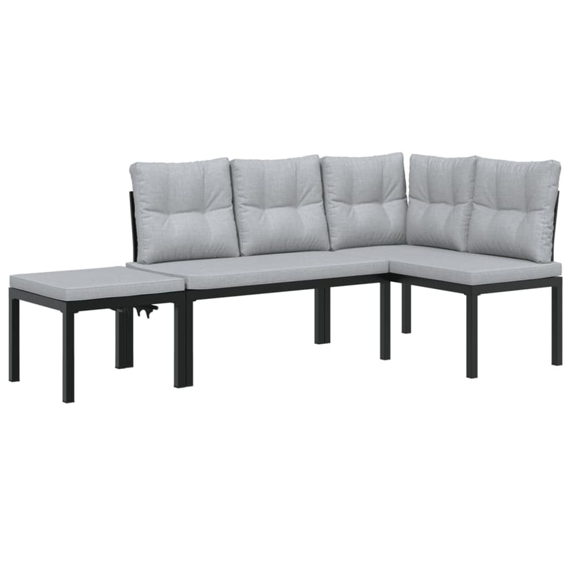 Garden Bench Set with Cushions 3 pcs Black Powder-coated Steel Payday Deals