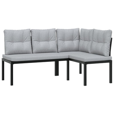 Garden Bench Set with Cushions 3 pcs Black Powder-coated Steel Payday Deals