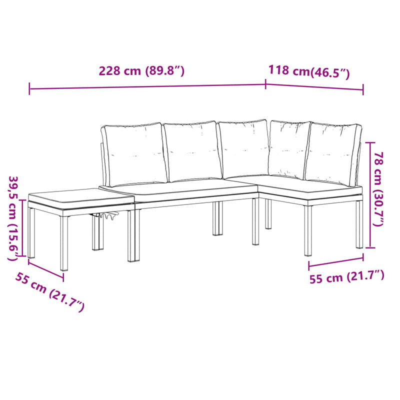 Garden Bench Set with Cushions 3 pcs Black Powder-coated Steel Payday Deals