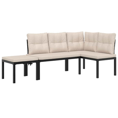 Garden Bench Set with Cushions 3 pcs Black Powder-coated Steel Payday Deals