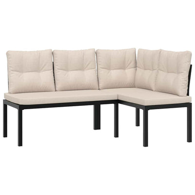 Garden Bench Set with Cushions 3 pcs Black Powder-coated Steel Payday Deals