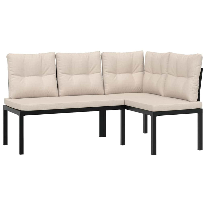 Garden Bench Set with Cushions 3 pcs Black Powder-coated Steel Payday Deals