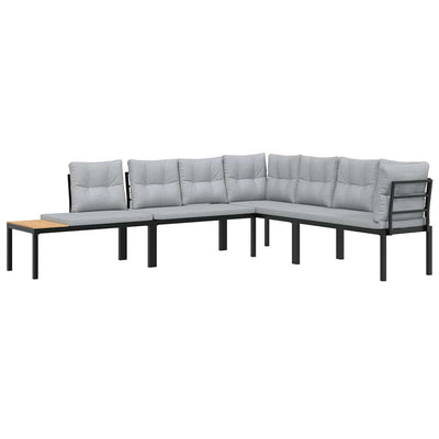 Garden Bench Set with Cushions 4 pcs Black Powder-coated Steel Payday Deals