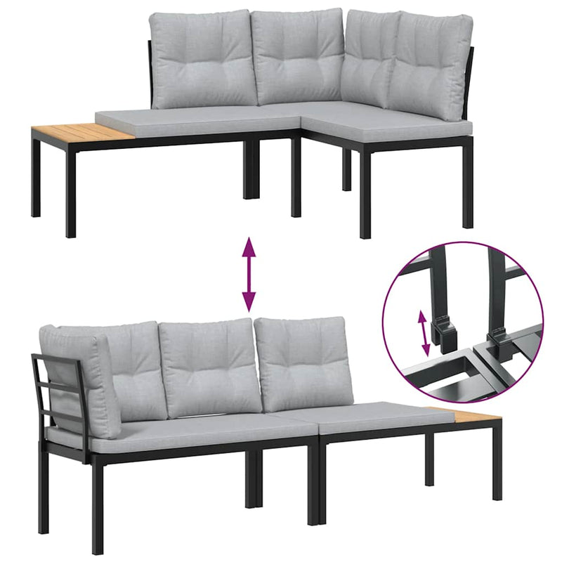 Garden Bench Set with Cushions 4 pcs Black Powder-coated Steel Payday Deals