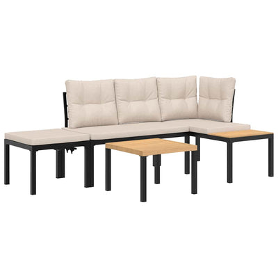 Garden Bench Set with Cushions 4 pcs Black Powder-coated Steel Payday Deals