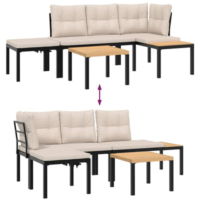 Garden Bench Set with Cushions 4 pcs Black Powder-coated Steel Payday Deals