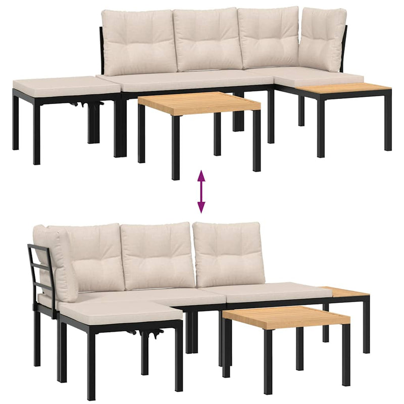 Garden Bench Set with Cushions 4 pcs Black Powder-coated Steel Payday Deals