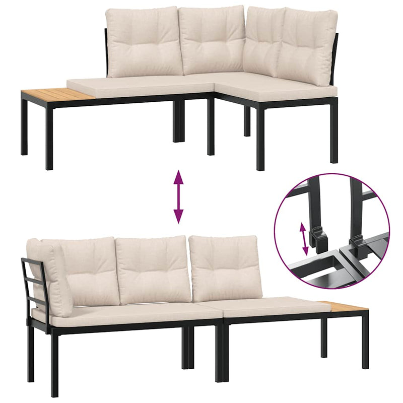 Garden Bench Set with Cushions 4 pcs Black Powder-coated Steel Payday Deals