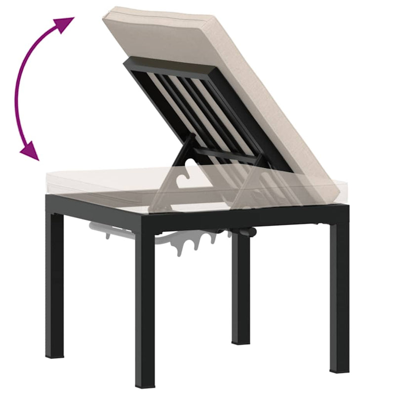 Garden Bench Set with Cushions 4 pcs Black Powder-coated Steel Payday Deals