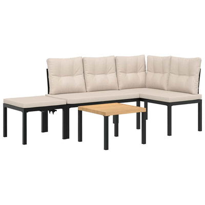 Garden Bench Set with Cushions 4 pcs Black Powder-coated Steel Payday Deals