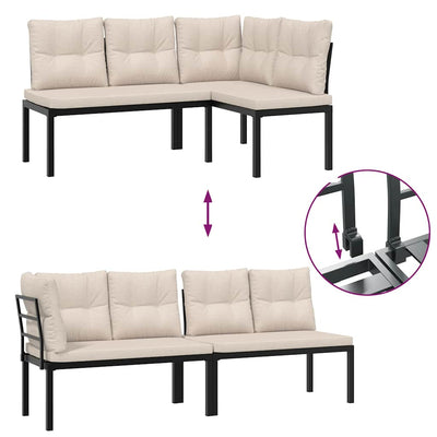 Garden Bench Set with Cushions 4 pcs Black Powder-coated Steel Payday Deals