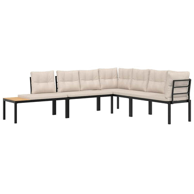 Garden Bench Set with Cushions 4 pcs Black Powder-coated Steel Payday Deals