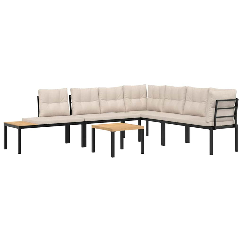 Garden Bench Set with Cushions 5 pcs Black Powder-coated Steel Payday Deals