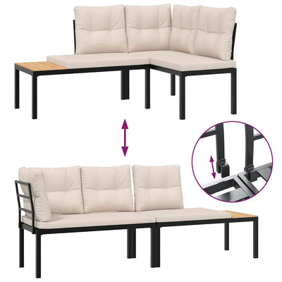 Garden Bench Set with Cushions 5 pcs Black Powder-coated Steel Payday Deals