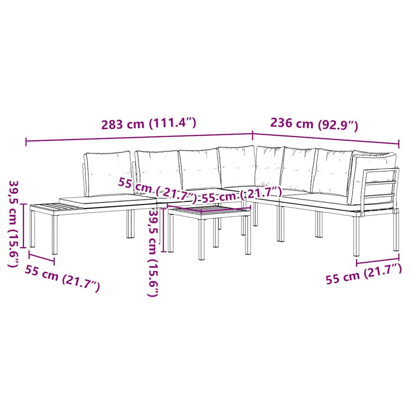 Garden Bench Set with Cushions 5 pcs Black Powder-coated Steel Payday Deals
