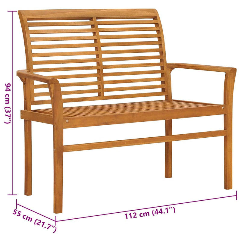 Garden Bench with Anthracite Cushion 112 cm Solid Teak Wood Payday Deals