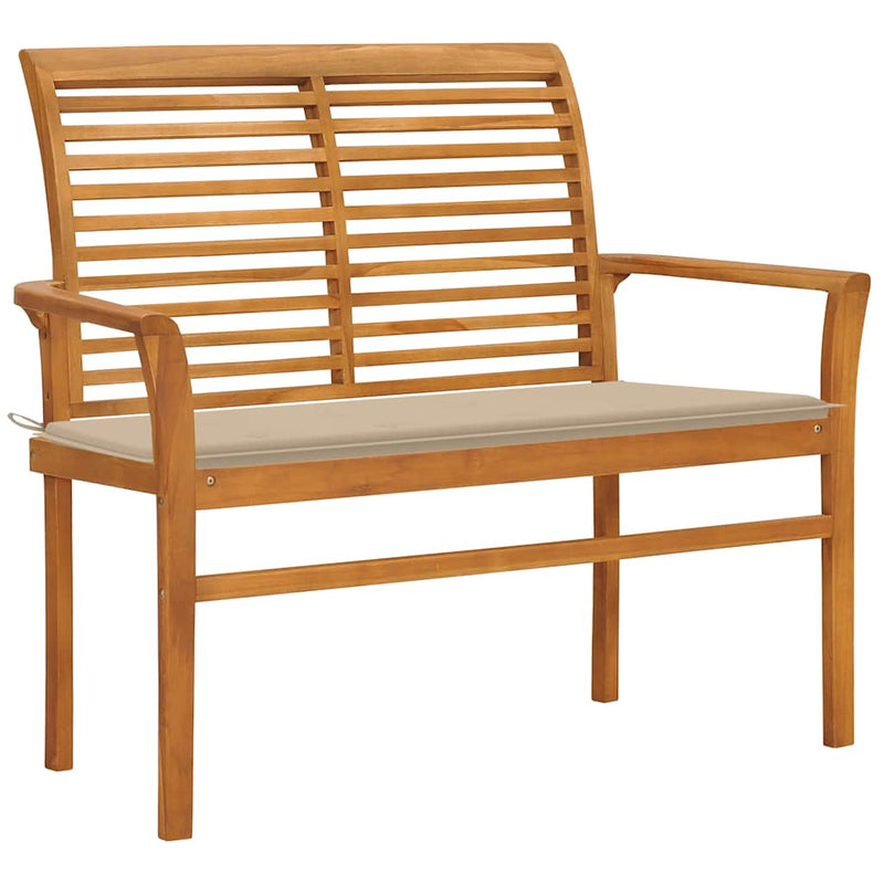 Garden Bench with Beige Cushion 112 cm Solid Teak Wood Payday Deals